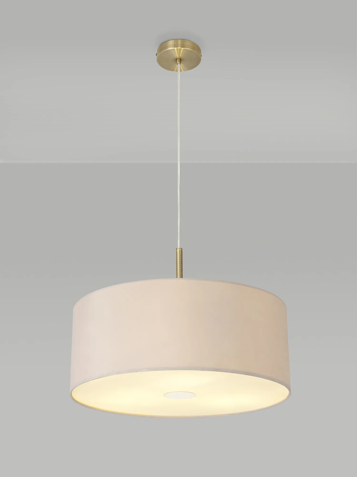 Baymont 50cm 3 Light Pendant Antique Brass, Nude Beige/Moonlight, Frosted Diffuser DK0404  Deco Baymont AB NU